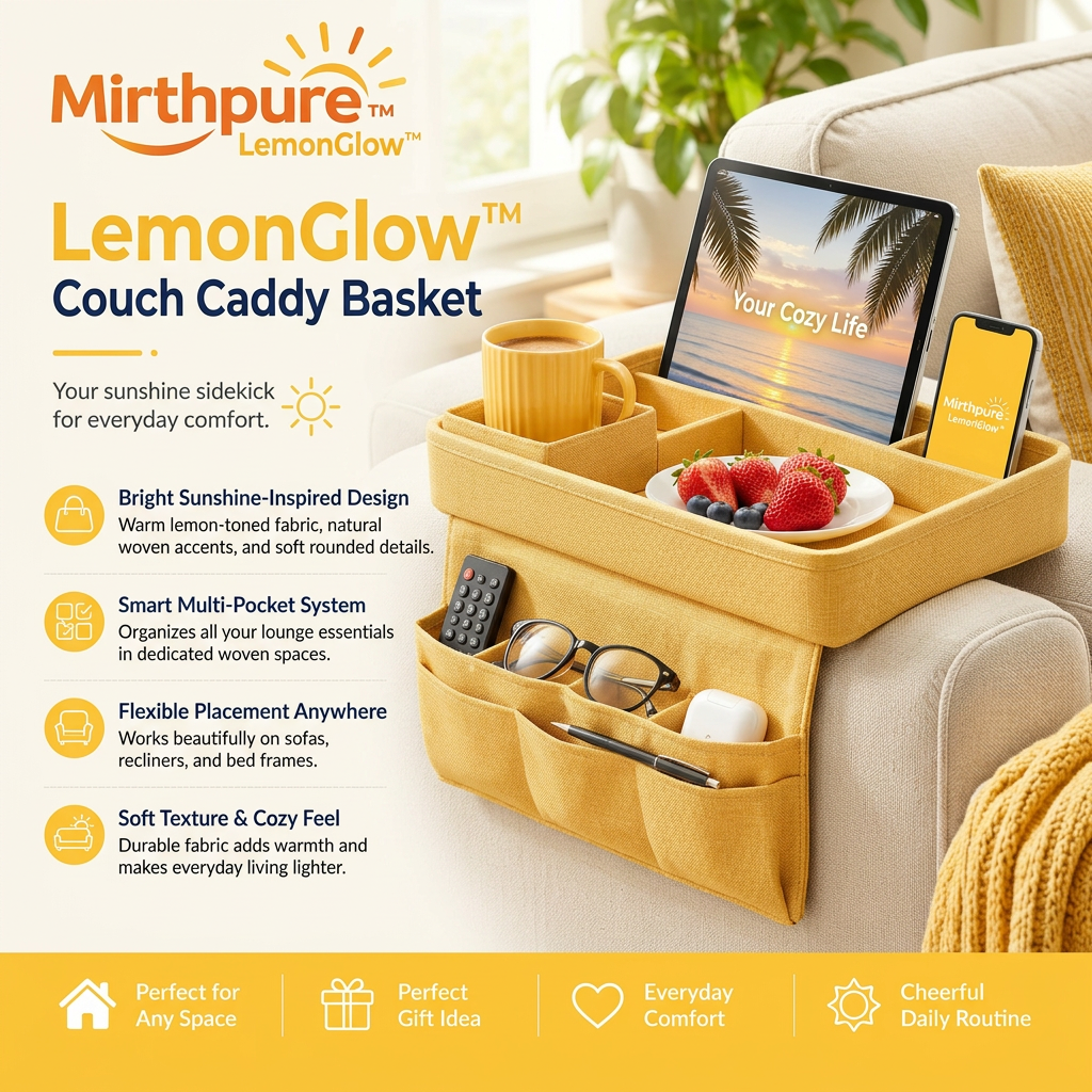 Mirthpure™ LemonGlow Couch Caddy Basket