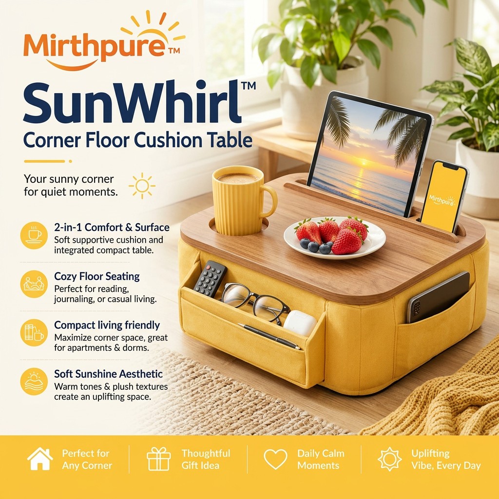 Mirthpure™ SunWhirl Corner Floor Cushion Table