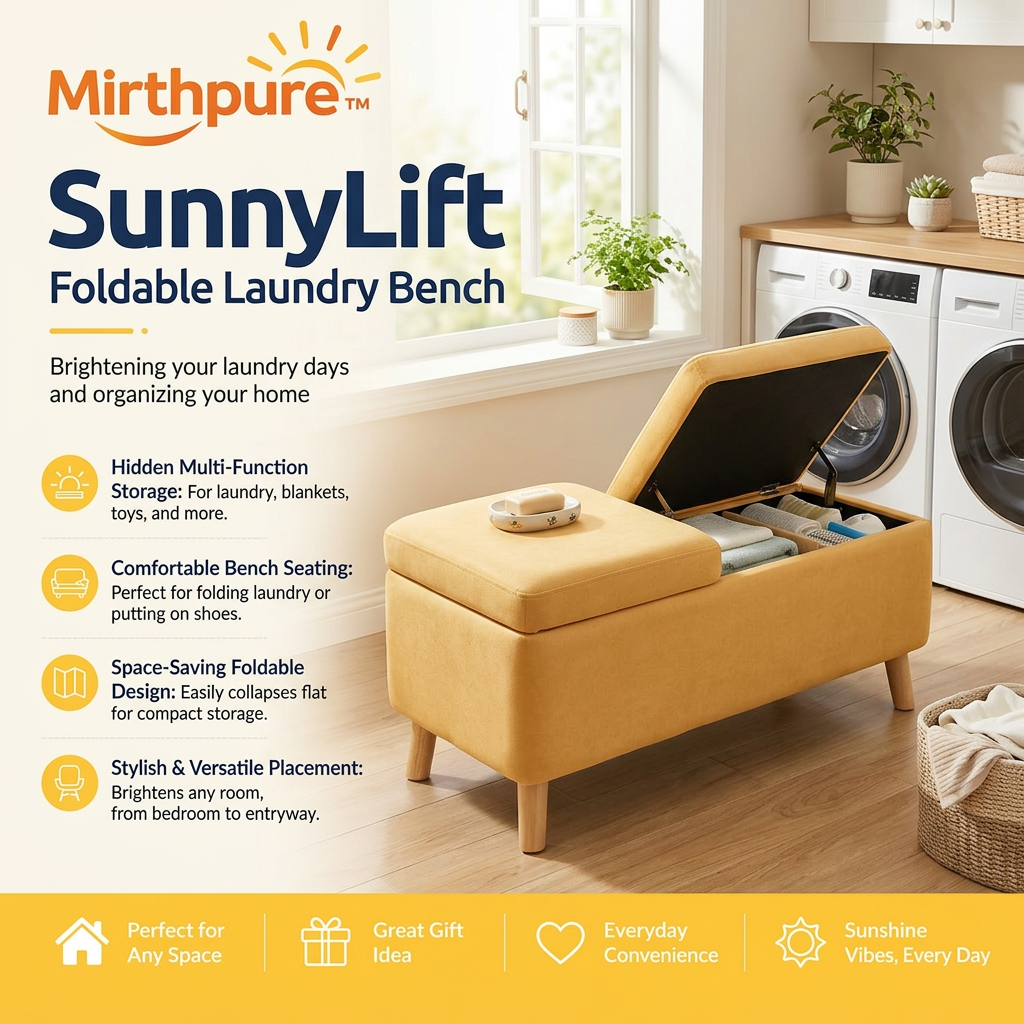 Mirthpure™ SunnyLift Foldable Laundry Bench
