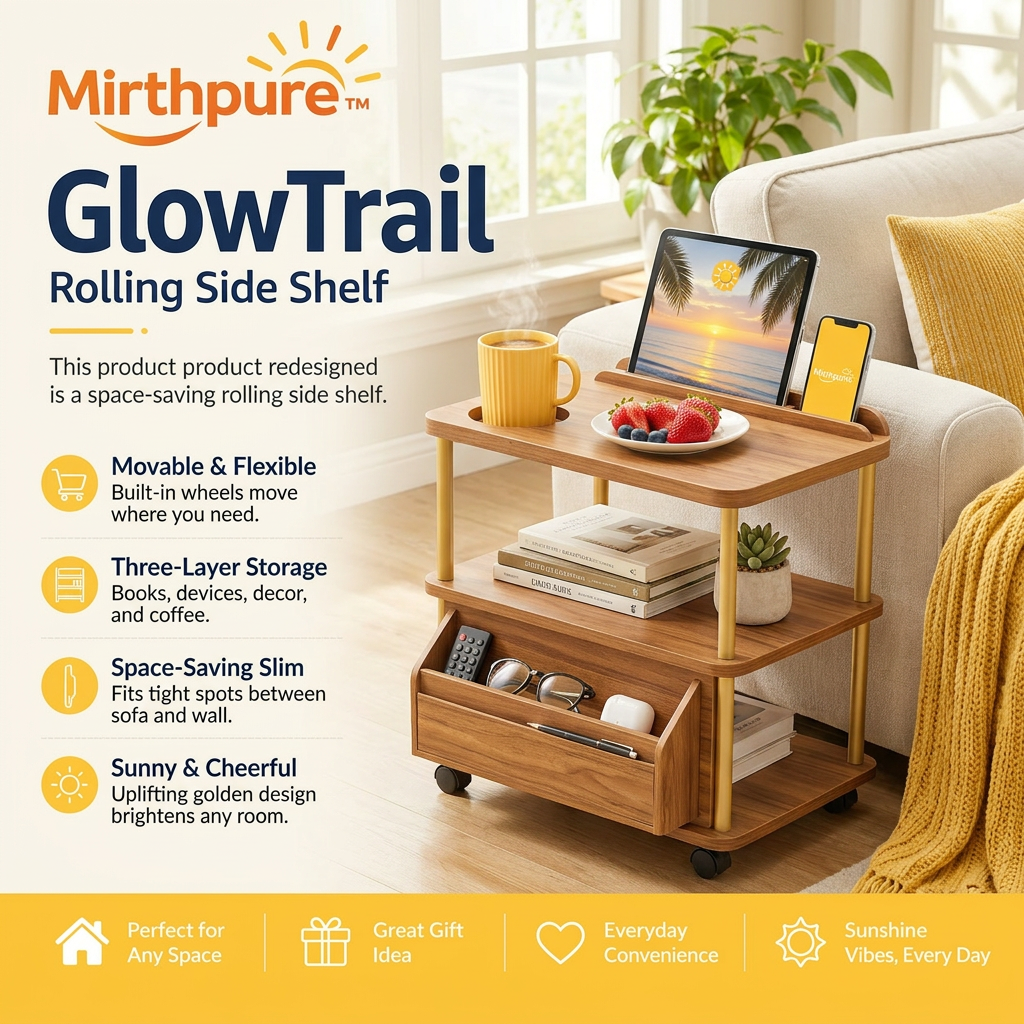 Mirthpure™ GlowTrail Rolling Side Shelf